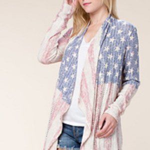 Vocal American Flag Cardigan with rhinestones